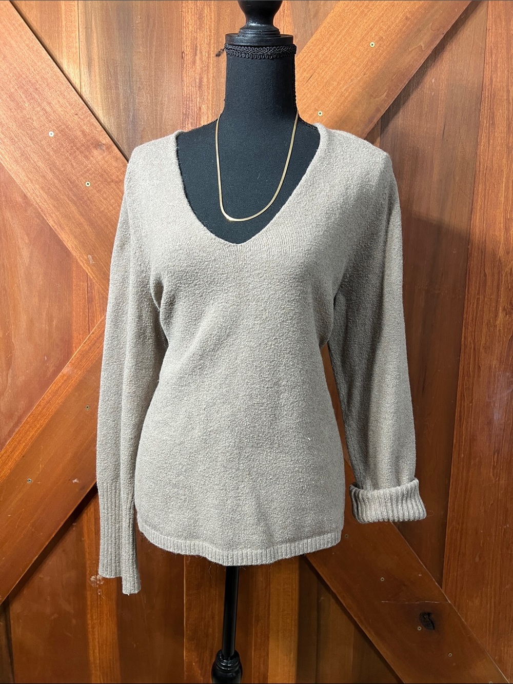 Treasure & Bond V-Neck Sweater in Taupe - Picture 3 of 6